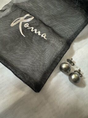 Roma Grayish Pearl Dome Stud Fashion Earrings — comes in brand mesh pouch - NWOT